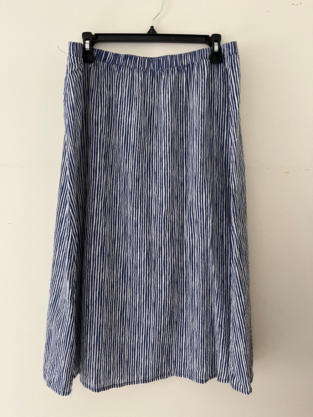 Old Navy blue and White linen cotton Vertical-Strip Maxi Skirt size L